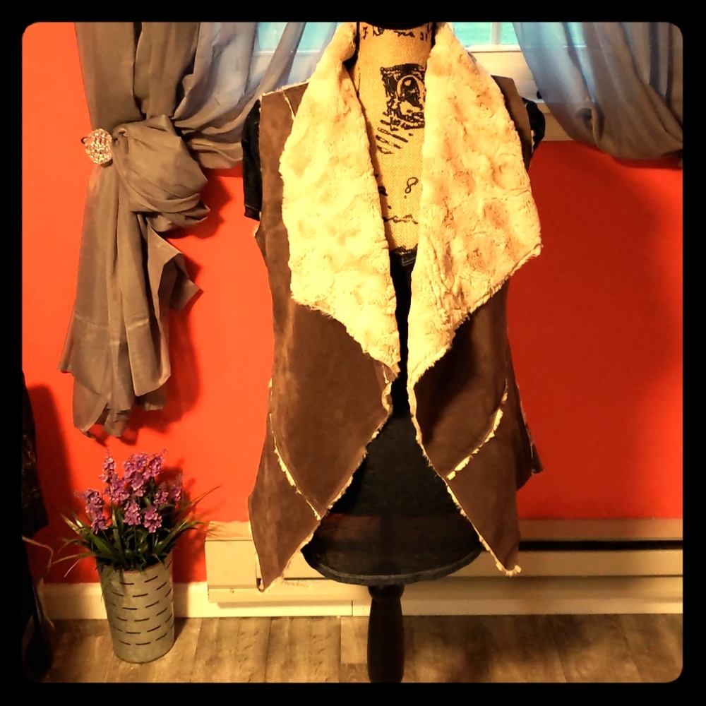 Faux fur suede vest.